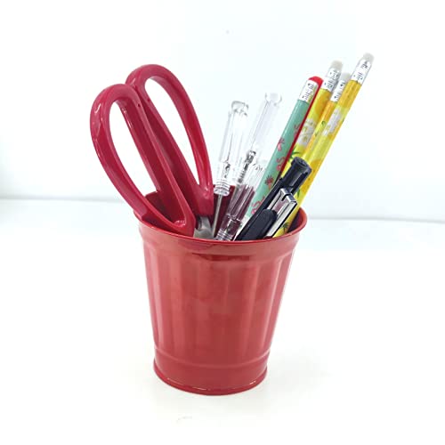 Image of Mini Trash can & Iron Garbage can Pencil Cup Holder 2pcs (Red)