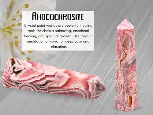 Image of Certified Rhodochrosite Crystal Tower Obelisk Point For Chakra, Healing And Balancing - Aaa Grade Original Certified Gemstone Agate For Reiki Meditation Yoga Spiritual (3-4 Inches)