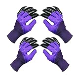DCCPAA Garden Gloves with Claws 2 Pairs（Two Hands with Claws for Digging, Planting, Weeding, Seeding-Waterproof, Best Gardening Gifts for Men and Women-Purple
