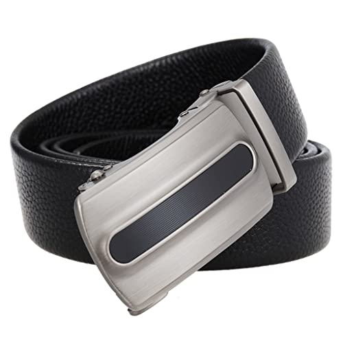 Cinturón de Cuero con trinquete y Hebilla Deslizante automática para Hombre (Color: C, Talla: 110 cm) (B 125 cm)