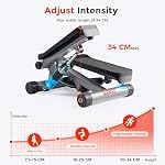 Sunny Health & Fitness Mini Steppers for Home Exercise, Step Workout Machine with Resistance Bands, Full Cardio Equipment, Optional Free SunnyFit App Login, Smart Stepper