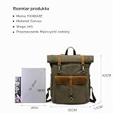 FANDARE Rolltop plecak płócienny, szkolny na laptopa, bagaż podręczny, dla mężczyzn i kobiet, z kieszenią na laptopa o przekątnej ekranu 15,6