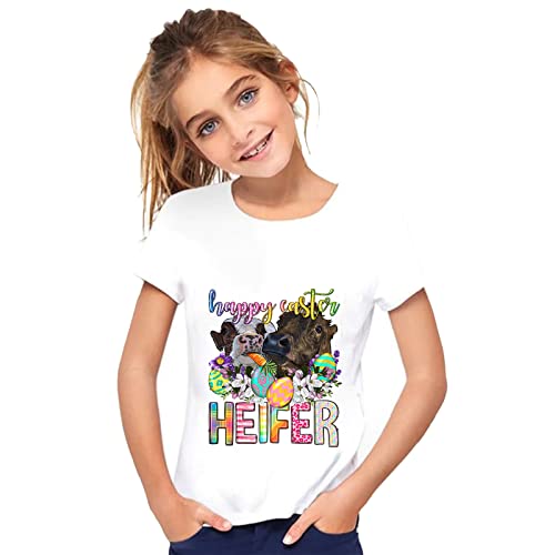 Camisetas com estampa do Dia de Páscoa para meninos e meninas de manga curta camiseta de coelho para