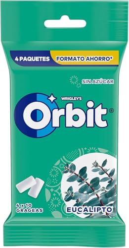 Orbit - Chicle sin azúcar con sabor a eucalipto - 4 paquetes x 10 grageas