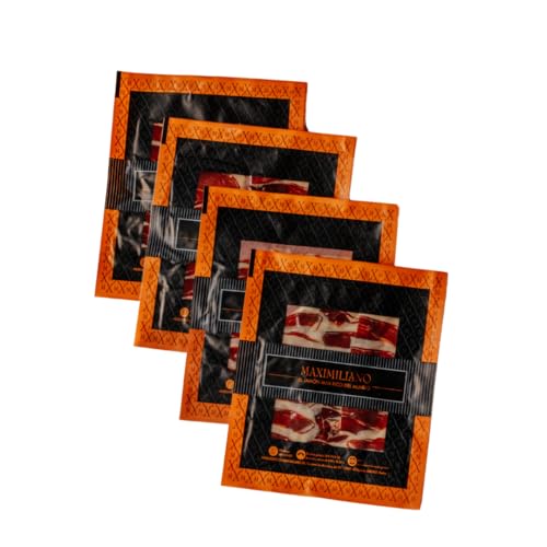 Maximiliano Jabugo - Paleta Bellota - Paleta 100% Ibérica - 22 Estuches 100 gr - Loncheada a Máquina - Exclusiva y Auténtica - Curación 24 Meses - Crianza en Libertad - Brida Negra