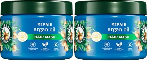 Herbal Essences Mascarilla Reparadora Con Aceite De Argán 300 ml Para Pelo Dañado. Hidratación Intensa Para Un Cabello Más Suave y Sedoso. De Origen Natural (Paquete de 2)