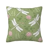 Chintiz Fundas de almohada decorativas de 45 x 45 cm, diseño floral vintage de libélula, funda de cojín cuadrada con cremallera oculta para decoración del hogar, sala de estar, dormitorio, sofá