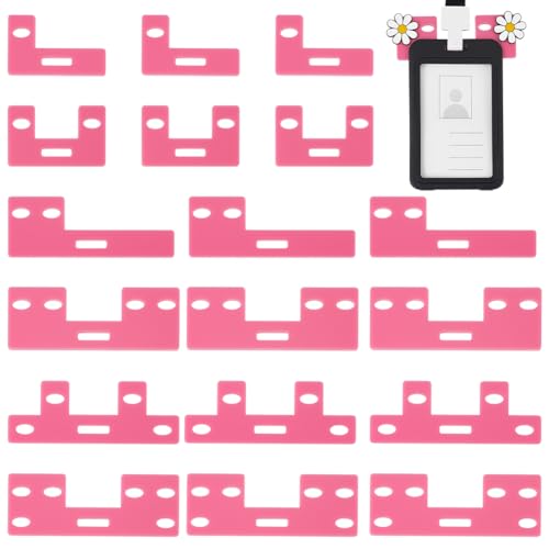 PH PandaHall 18pcs 6 Styles Badge Buddy Topper, Acrylic Card Holder Pink ID Badge Topper Buddy Pin Holder Fit Vertical Horizontal Holder for Nurse Doctor Staff Name Cards Display Pins