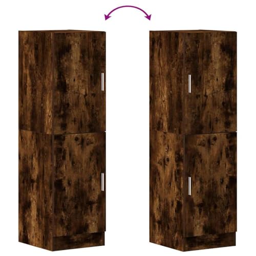 Teenpull Smoked Oak Kitchen Cabinet, 38x41.5x131.5 cm Engineered Wood, Versatile Pantry Storage Unit with Doors, Adjustable Shelves, Buffet Cabinet for Home, Office - Image 8