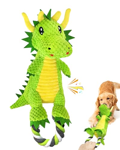 Image of Jeefome Interactive Squeaky Dog Chew Toy,Plush Dog Rope Toys for Small Medium and Large Dogs,Tug of War Dog Toys to Keep Them Busy,Training Reward Gift,Teeth Cleanin