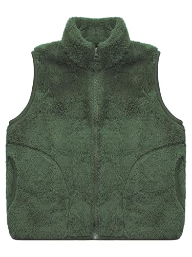 Solid Color Sleeveless Flannel Vest for Girls Boys Warm Fleece Outwear Jacket Kids Full Zip Gilet Waistcoat3