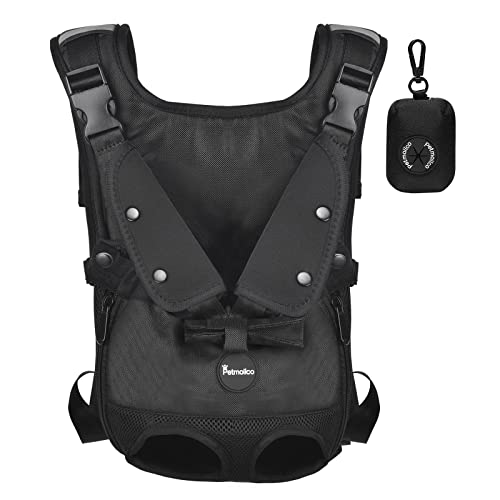 Petmolico Mochila portadora para perros, Adjustbale para perros, mochila delantera con patas para cachorros pequeños y medianos que viajan y compras, color negro pequeño