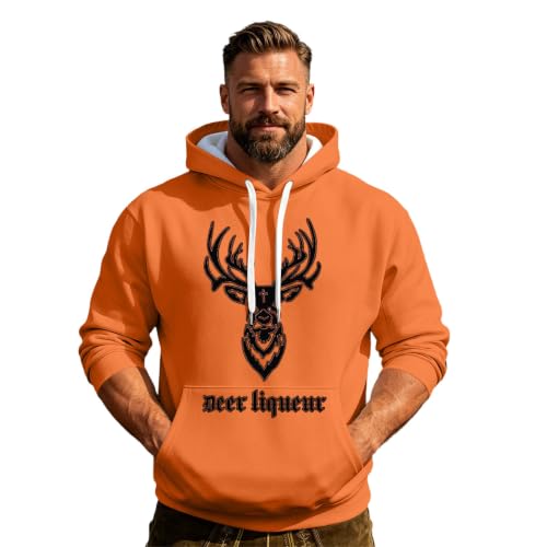 Sudadera con capucha hombre en tejido de punto suave con estampado festivo