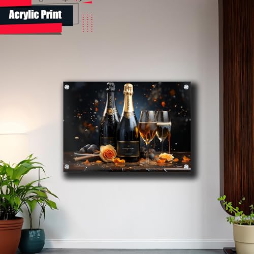 Storeusa99 A Drawing Of A Bottle Of Sparkling Wine With Black Splashes On Top thumb #3