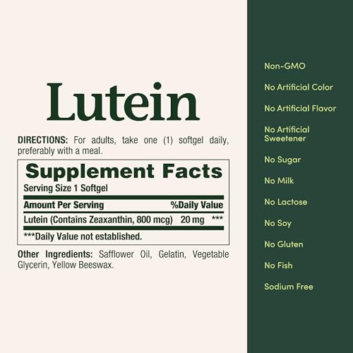 Nature's Bounty Lutein 20 mg, 40 Softgels | Eye Health Supplements and Vitamins, Support Vision Health - image 5