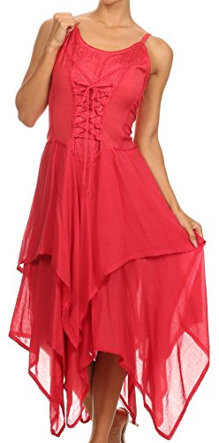 Image of Sakkas Lady Mary Jacquard Corset Style Bodice Lightweight Handkerchief Hem Dress