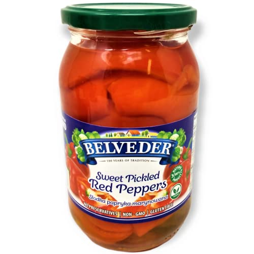 Belveder Sweet Pickled Red Peppers 31.74 oz 900g, Vegan, Non-GMO,