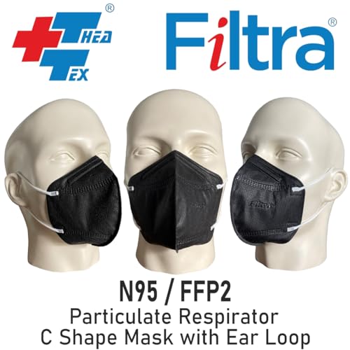 Image of Filtra N95 Mask with Ear Loops | FFP2 Mask with Ear Loops | BIS Certified | 5 Layer & Thick Ear Loops | High Filtration | Zip Lock Travel Pouch of 10 Masks