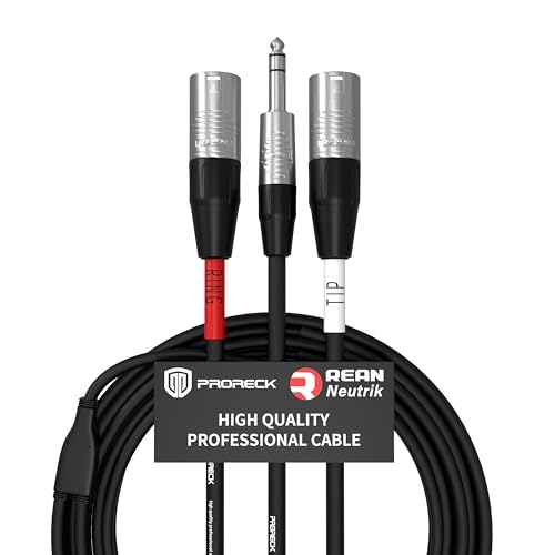 Câble répartiteur en Y TRS 6.35mm vers double XLR mâle PRORECK de 1.3 m