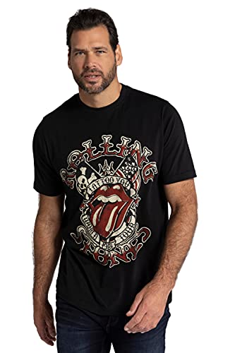 JP 1880 T-Shirt Rolling Stones Camiseta, Negro, XXL para Hombre