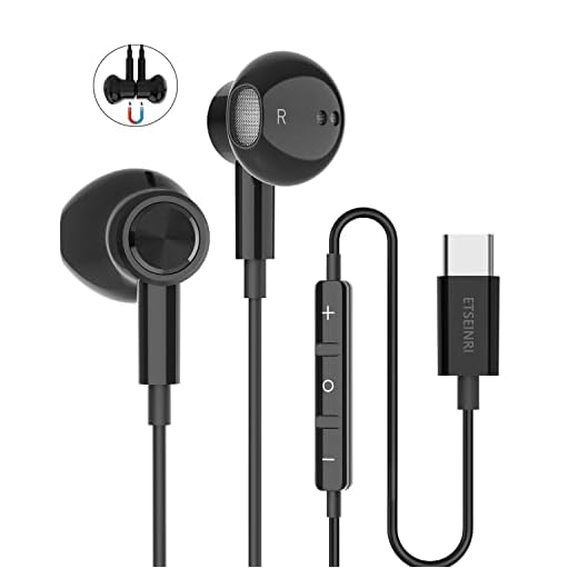 USB C-hörlurar, HiFi stereo typ C hörlurar magnetiska USB typ C hörlurar i öra trådbundna USB C hörlurar med mikrofon volymkontroll för Samsung Galaxy S20+/S21/S20/G, oogle Pixel/O-nePlus/Xiao-mi och mer