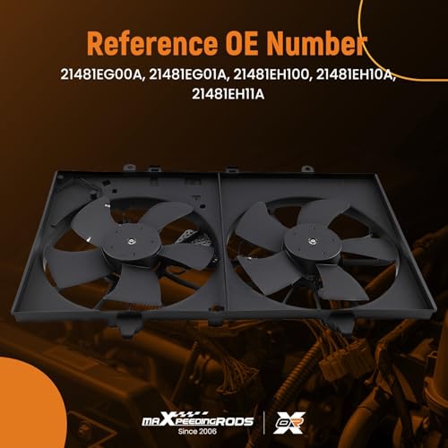 Image of maXpeedingrods Dual Radiator Cooling Fan w /Controller for Infiniti M35 | for 2006-2008, 21481EG00A for Infiniti M45 2006-2010, 21481EG01A 21481EH100