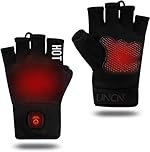 UNCN Rechargeable Heated Fingerless Gloves for Women Man Work Touchscreen Hand Warmer for Winter Cold Weather Thermal Fingerless Gloves Electric (M)