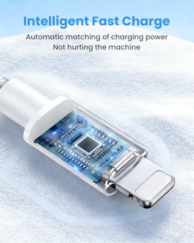 Image of Verilux PD 27W Type C to Lighting Cable for iPhone 14 /13 /12 Series, 2M /6.6Ft Lighting Cable 8 Pin Nylon Braided with 480Mbps High Speed Data Transfer, Support for iPhone, iPad, iMac, AirPods