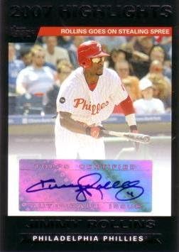2007 Topps Highlights #HA-JR Jimmy Rollins Certified Autograph Baseball Card