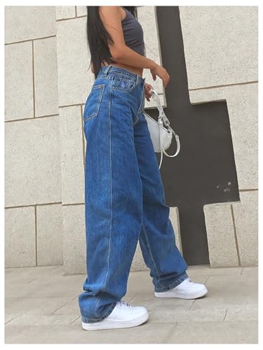 SOLY HUX Women's High Waisted Straight Leg Jeans Loose Fit Dressy Casual Denim Pants4