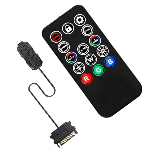 ARGB Controller Ulegqin Controleur ARGB 5V 3-Pin RGB Contrôleur avec Télécommande Répartiteur RGB Contrôleu de gradateur RGB 14 Touches de contrôle à Distance...
