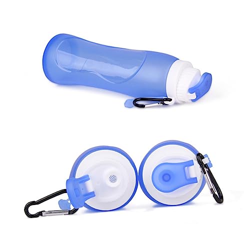 Bouteille d'eau pliable en silicone bleu 500 ML pour le sport