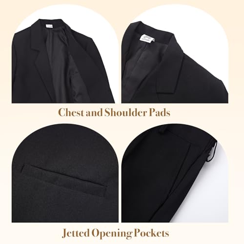 Luca Gabriel Toddler Boys' 5 Piece Classic Fit No Tail Formal Black Dress Suit Set with Tie and Vest - Size 14