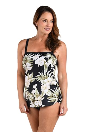 Maxine of Hollywood Women's Spa Bandeau Sarong One Piece Swimsuit, Black, 8