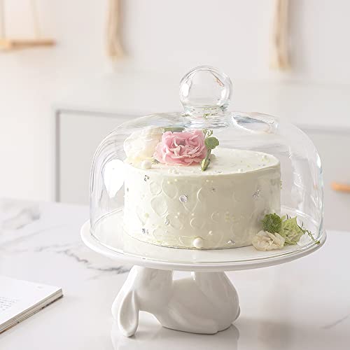 Bunny Rabbit Ceramic Plate,Dishes For Dessert Food Server Tray,Cute Cake Stand, Tableware Crafts Gift For Kitchenware Lovers,Wedding,Mother's Day Easter Day #TOP4