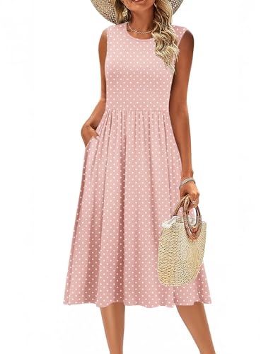 Image of Zeagoo Women's Summer Tank Midi Dress with Pockets Floral Sleeveless A-Line Casual Loose T-Shirt Dresses Beach Sundress 2026