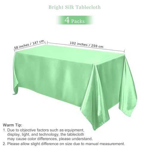 Image of TURSTIN 4 Packs Pastel Rainbow Satin Tablecloth 102 x 58 Inch Overlay Satin Table Cover Rectangle Bright Silk Tablecloth Smooth Fabric Table Decoration for Wedding Banquet Party Events