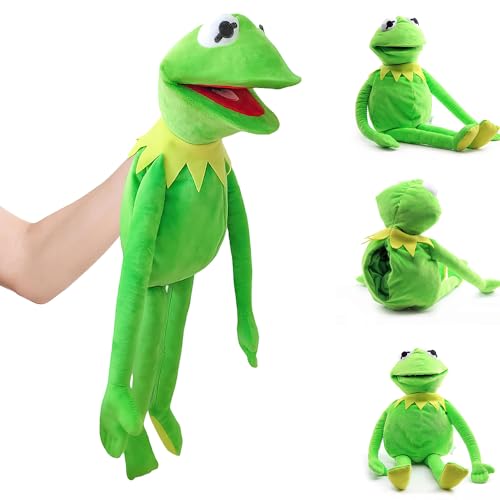 KBIBCK Handpuppe Frosch, Kermit Handpuppe 60 cm, Frog Spielzeug, Handpuppen für Kinder, Kuscheltier Spielzeug, Grün (Frog)