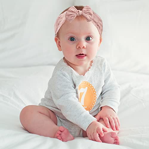 2 Stück Baby Turban Stirnband Baby Mädchen Nylon Stirnbänder Baby Schleife Stirnband Weiche Schleife Kopfbedeckung Elastische Haarbänder für Neugeborene, Kleinkinder (Rosa und Weiß)