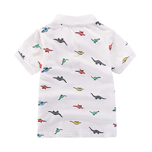 Fashion Boys Turndown Collar Dino Printed Polo Shirt2
