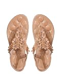 Verdusa Women's Flower Sandals Beach Flip Flop Sandals Thong Sandals Apricot 8.5