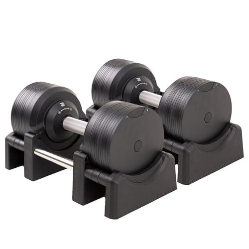 BRAINGAIN Verstellbare Kurzhantel Set 23 5kg / 32 5kg / 41 5kg Gewichte in 1 Sek wechseln Platzsparendes Homegym Mehrere Gewichte in einem Chrom/Schwarz