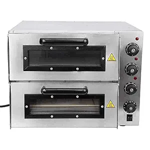 FROTH & FLAVOR Stainless Steel Double Deck Pizza Baking Oven (Large, Silver)