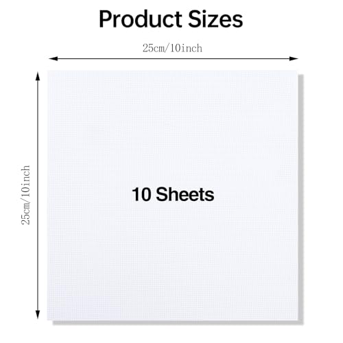Image of Aida Cloth 14 Count White - 10 Pieces 10x10 Inch Cross Stitch Fabric for Embroidery Projects, DIY Needlework Kit, 100% Cotton Craft Supplies (Tela para Punto de Cruz)