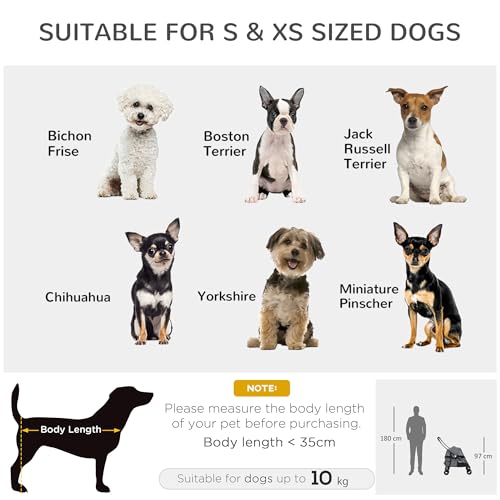 PawHut Faltbarer Hunde-Kinderwagen mit verstellbarem Verdeck, Tasche und 2 Leinen, Oxford-Gewebe und Stahl-Kinderwagen, 82x47x97 cm, Grau und Schwarz