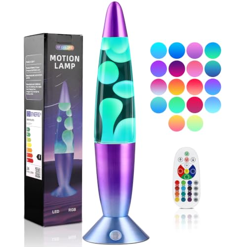 Image of 17 Color Changing Liquid Motion Lamp with Remote 13.5 Inch, Gradient Blue