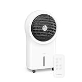 KLARSTEIN Rafraichisseur d’Air, Refroidisseur d’Air Portable 6L, Télécommande, Minuterie, Roulettes, Ventilateur Climatiseur pour Chambre 30m², White