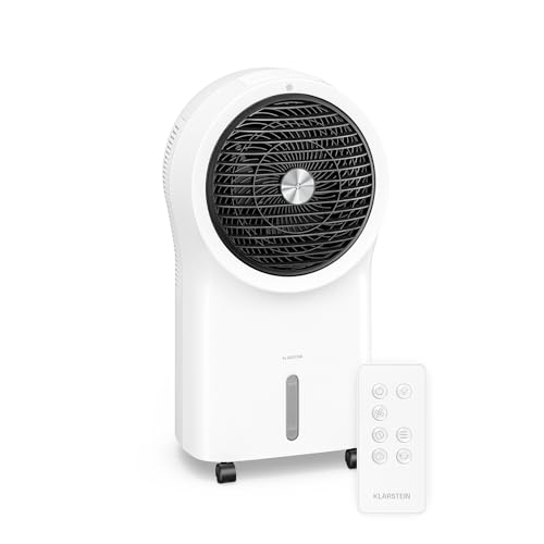 KLARSTEIN Rafraichisseur d’Air, Refroidisseur d’Air Portable 6L, Télécommande, Minuterie, Roulettes, Ventilateur Climatiseur pour Chambre 30m², White
