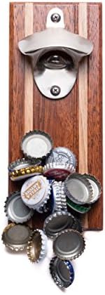 Bruntmor Strong Magnetic Zinc Alloy Wall Mounted Wine Opener & Cap Catcher Can Opener, Rust Resistance Bottle Opener Manual, Bar Accessories, Home Bar Opener For Mini Bar