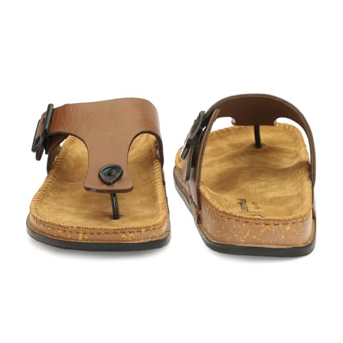 Image of Leatherful Men's premium leather slipper | Genuine Leather upper | Suede Leather Insole | PU sole | Stylish flip flop for men |